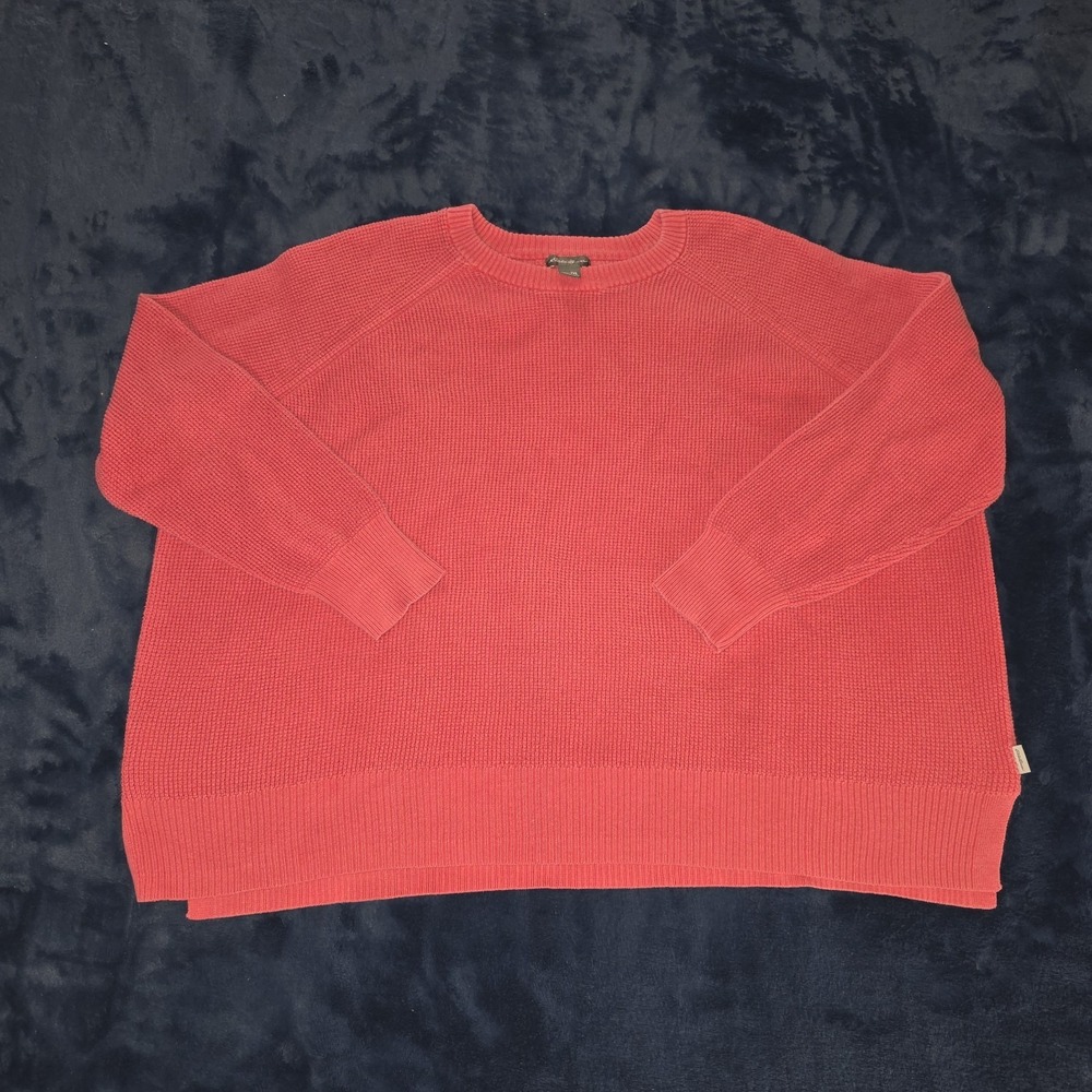 Eddie Bauer Waffle Knit Sweater 2XL XXL Orange & Pink‎ 2 Pc Crewneck Shirt Lot - Picture 10 of 12